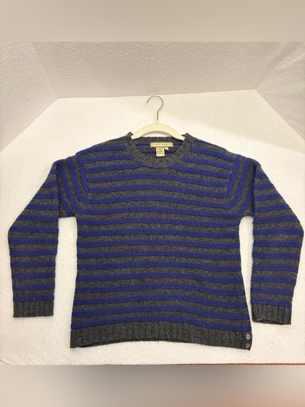 100% Shetland Wool Preppy Classic Striped Crewneck Sweater Vintage